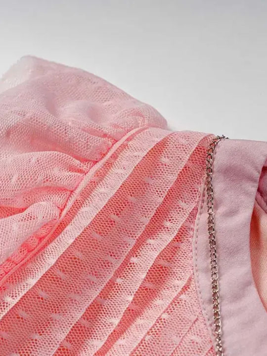 Kinderkleid Kurzärmelig Tüll Pink