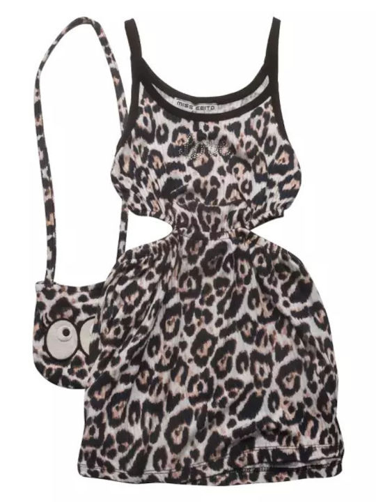 Children's Dress Sleeveless Animal Print Set with Accessories Multicolour