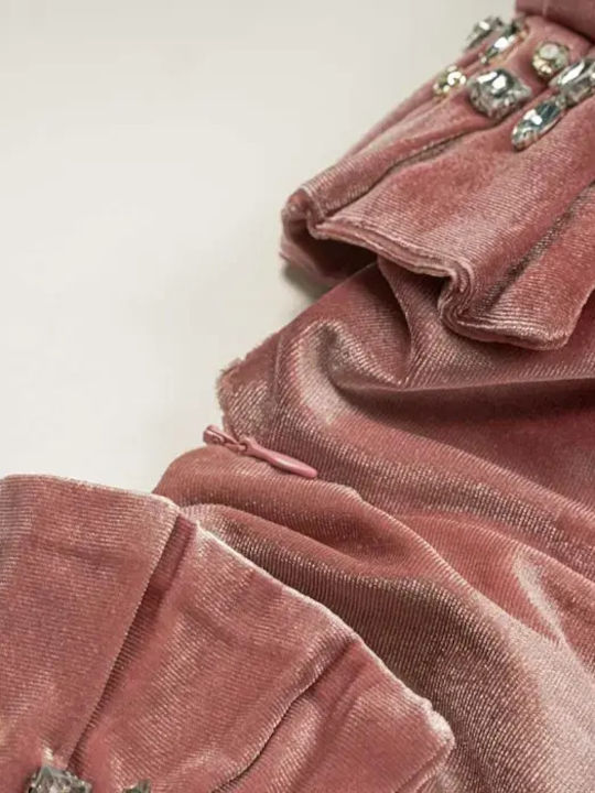 Kinderkleid Kurzärmelig Samt Pink