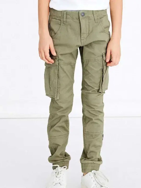 Kids' Cargo Fabric Pants Deep Lichen Green