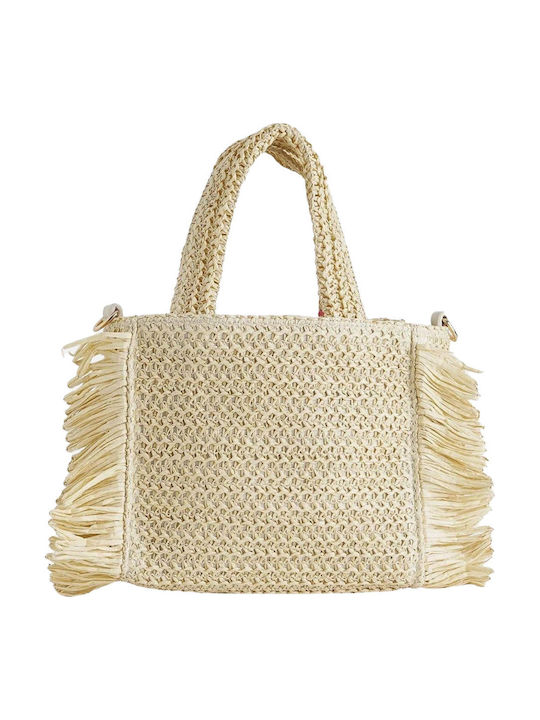 Fabric Women's Tote Handbag Beige
