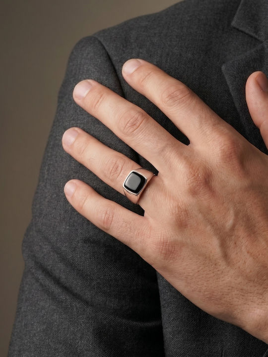 Kiriakos Gofas Men's Ring with Zircon from Silver