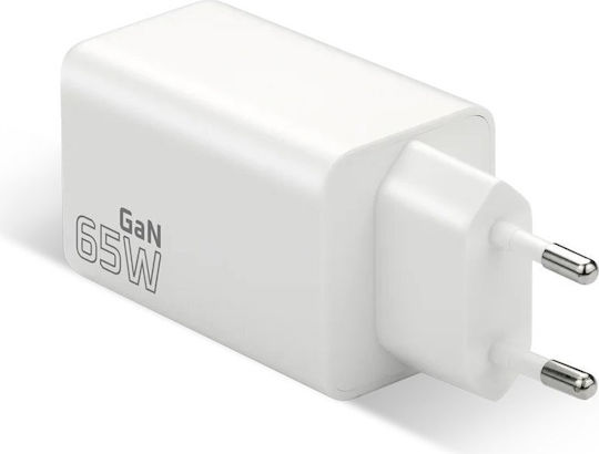 everActive Φορτιστής Χωρίς Καλώδιο GaN με Θύρα USB-A και 2 Θύρες USB-C 65W Power Delivery / Quick Charge 4+ Λευκός (SC-655Q)