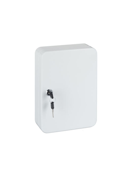 Suport metalic pentru chei, depozitare 48 chei, dimensiuni 25 x 18 x 7,5 cm, alb Relaxdays