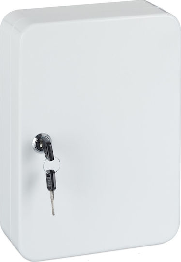 Metal Key Holder Storing 48 Keys Keychains Dimensions 25 X 18 X 7.5 Cm White Relaxdays