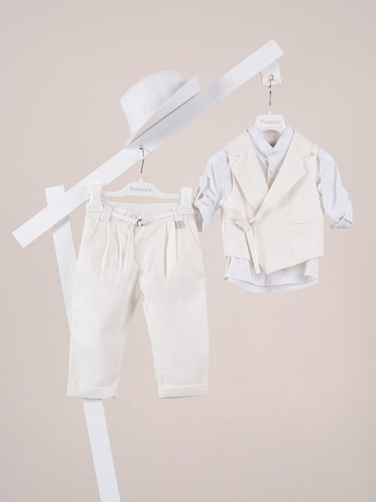 Piccolino Baptism Suit for Boys Fabio Ecru AG26S94 Ivory