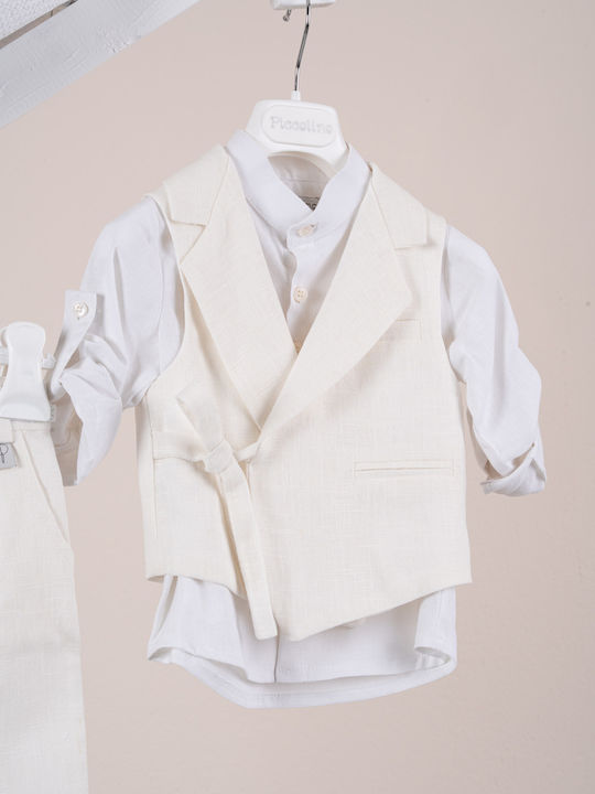 Piccolino Baptism Suit for Boys Fabio Ecru AG26S94 Ivory