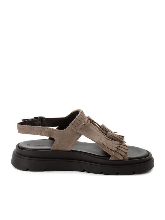 Damen Flache Sandalen Grau