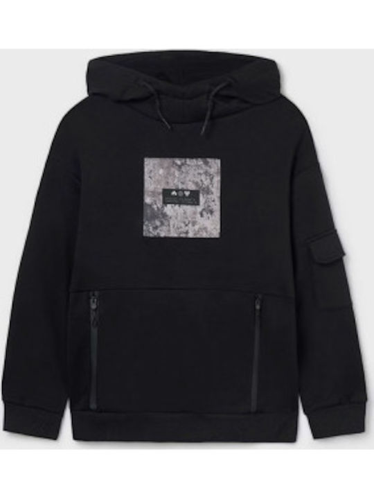 Kids Sweatshirt with Hood and Pockets Black