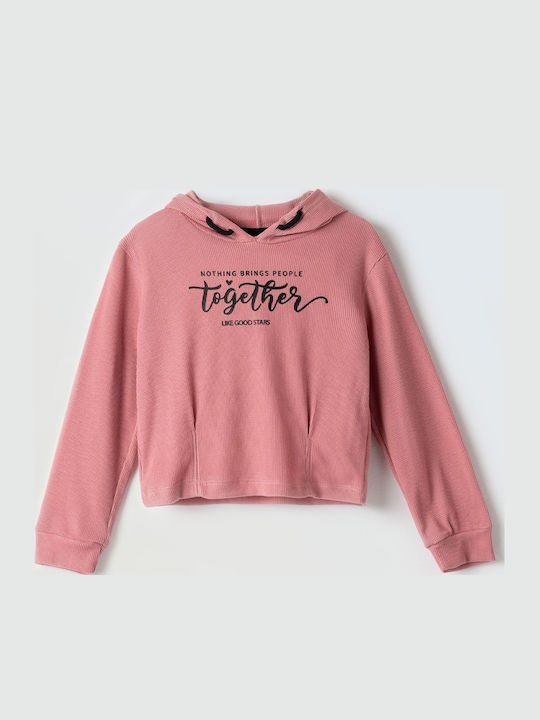 Kids Sweatshirt with Hood and Pockets Pink Together