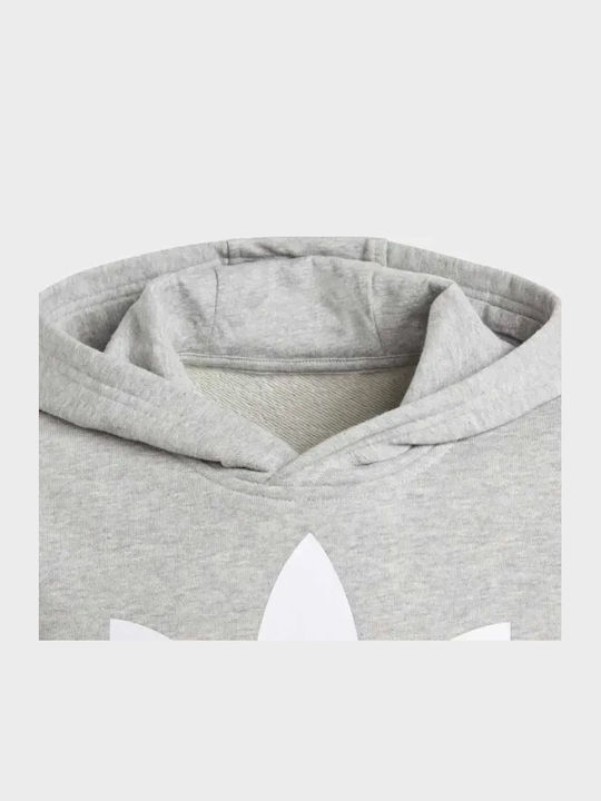 Kids Sweatshirt with Hood and Pockets Gray Trefoil