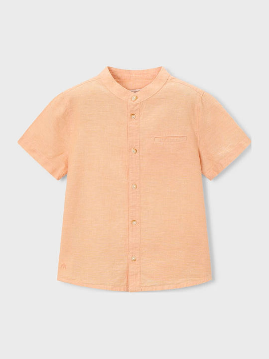Kids Shirt Short Sleeve Linen Orange