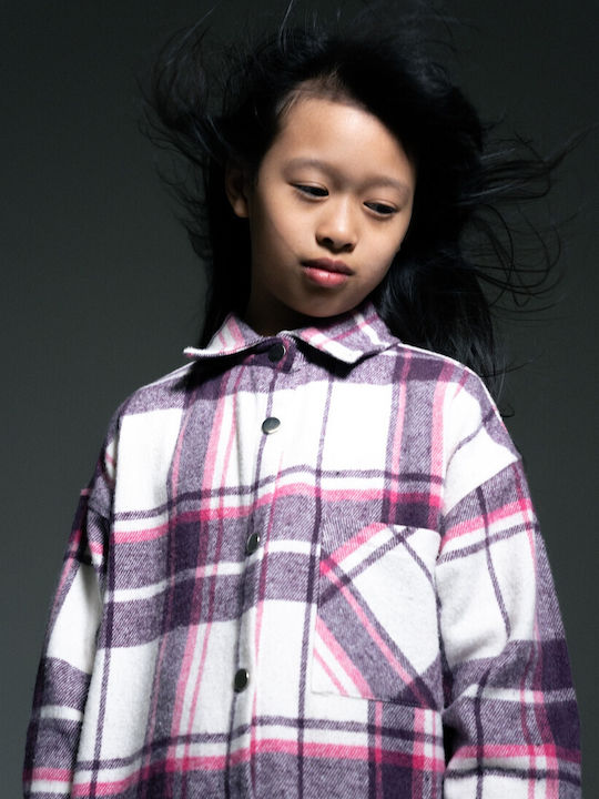 Kids Checked Shirt Long Sleeve White