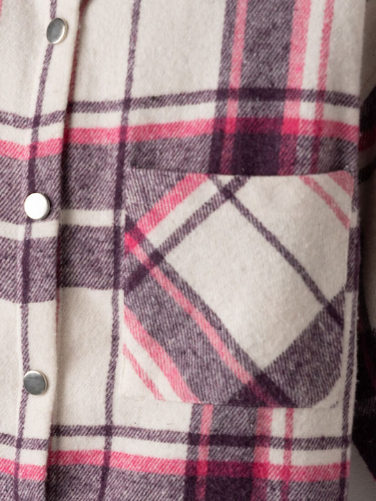 Kids Checked Shirt Long Sleeve White
