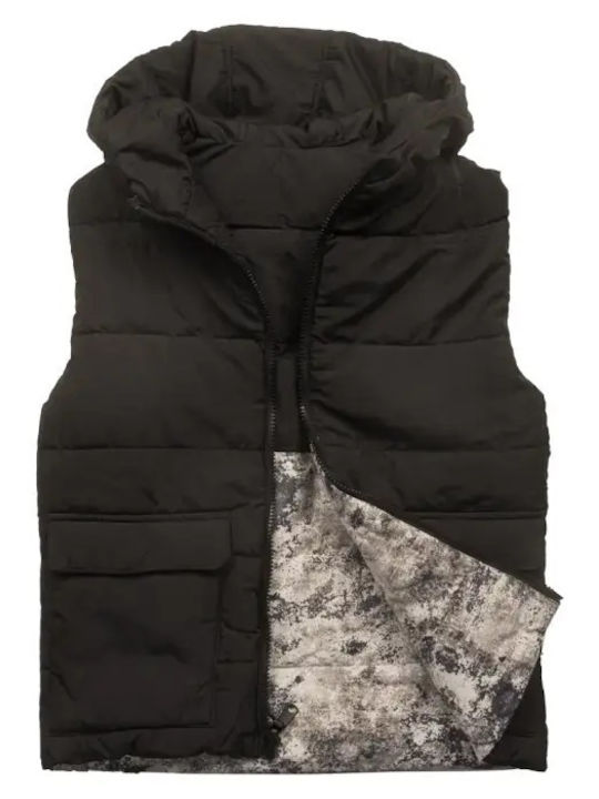 Kids' Casual Jacket Sleeveless with Hood Black
