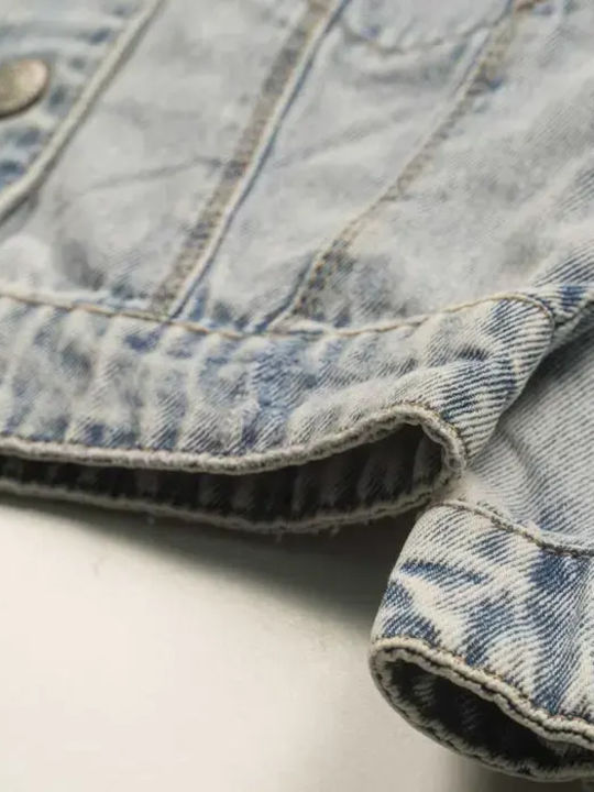 Kids Long Denim Jacket Light Blue