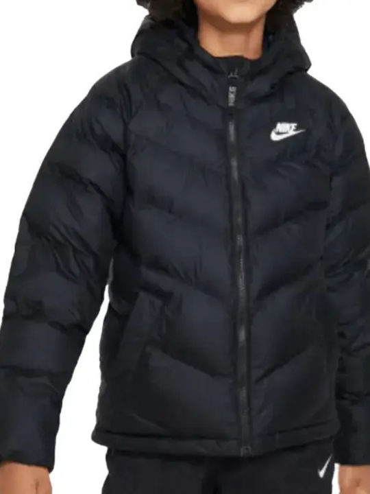 Kids' Sports Jacket Short with Hood Black Sportswear