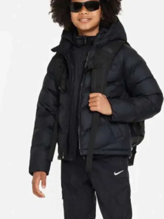 Kids' Sports Jacket Short with Hood Black Sportswear