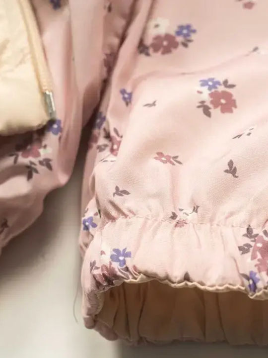 Kids' Casual Jacket Double Sided with Hood Beige-pink