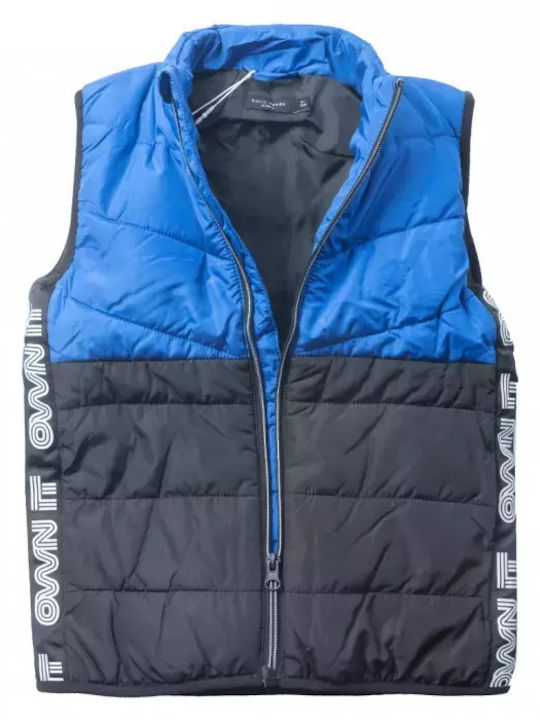 Kids' Quilted Jacket Sleeveless Short with Hood Blue