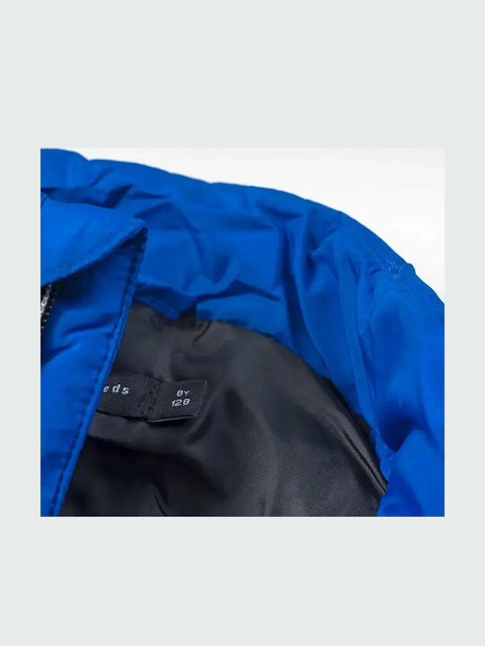 Kids' Quilted Jacket Sleeveless Short with Hood Blue