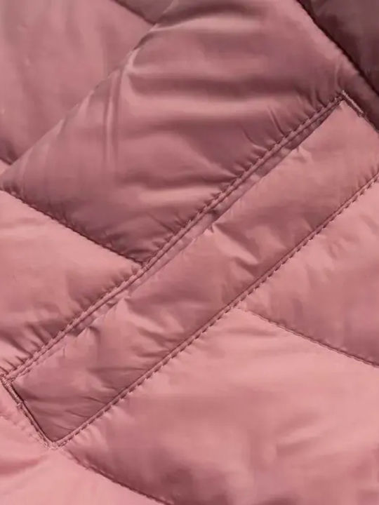 Down Jacket Kids Quilted Long Coat with Lining & Hood Pink