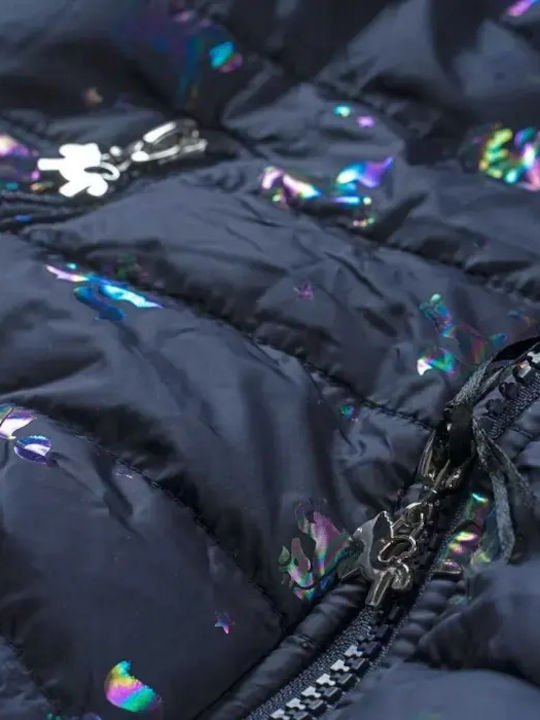 Kinder Steppjacke Kurz mit Futter & Kapuze Blau