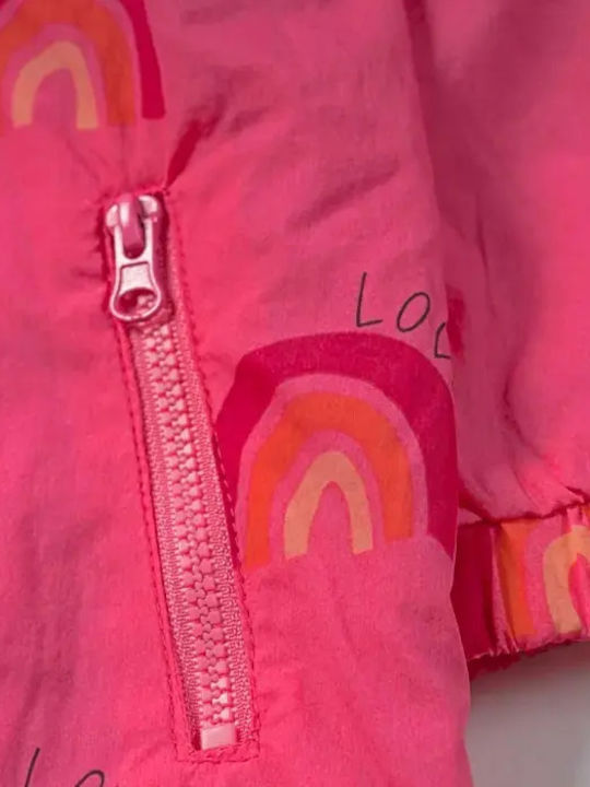 Kids Casual Short Coat with Hood Pink