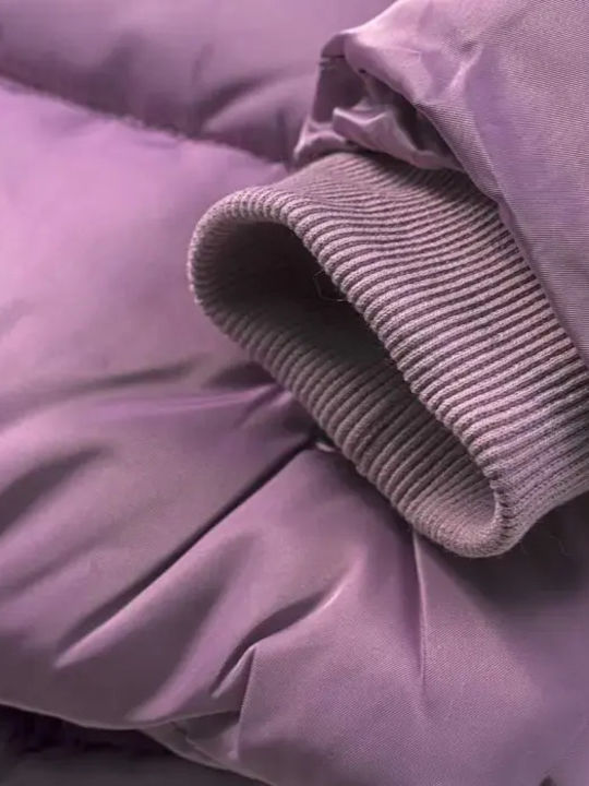 Kinder Steppjacke Lang mit Kapuze Lila