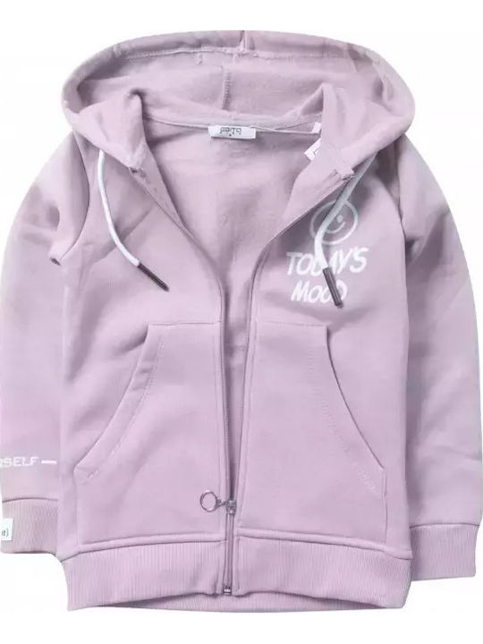 Kids Cardigan Sweatshirt Knitted with Hood Lilac