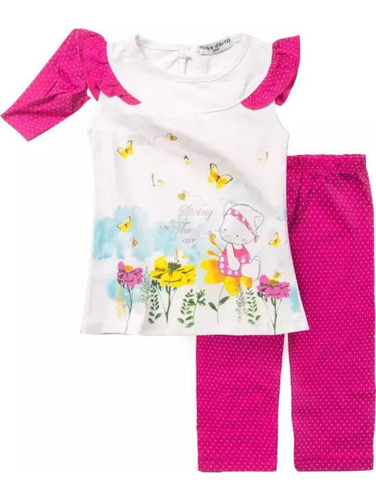 Set pentru copii cu colanți Vară 3buc Fuchsia Bluză