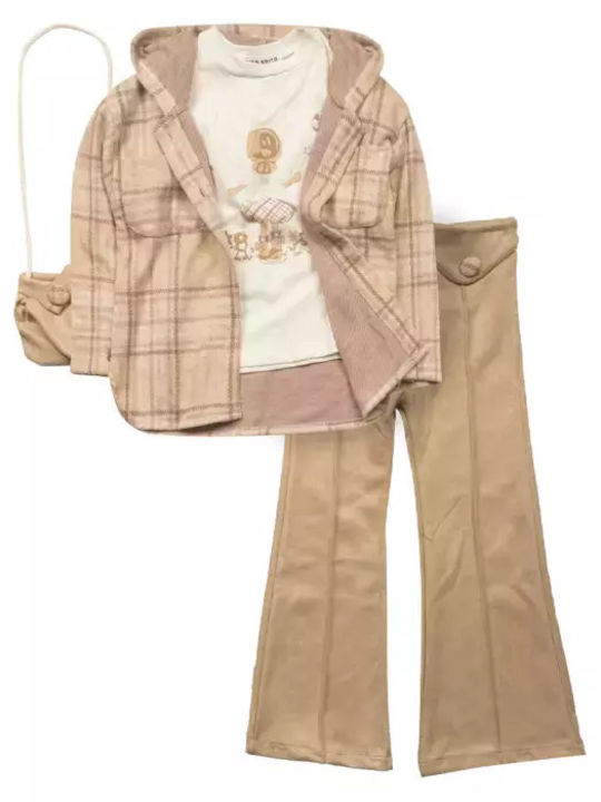 Set pentru copii cu pantaloni Iarnă 3buc Beige