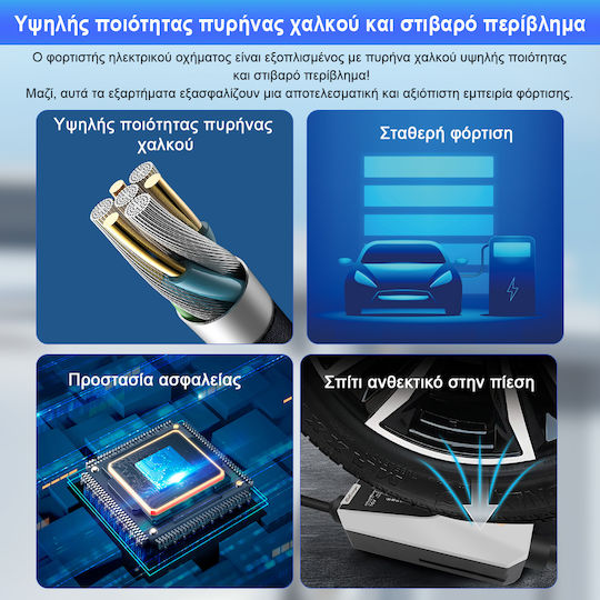 Junsun Φορητός Τριφασικός Σταθμός Φόρτισης 11kW με Ενσωματωμένο Καλώδιο Type 2