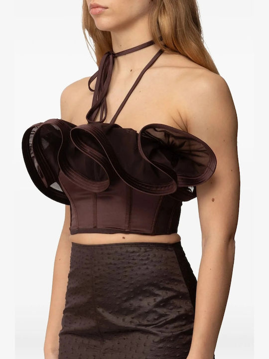 Damen Satin Crop Top Braune