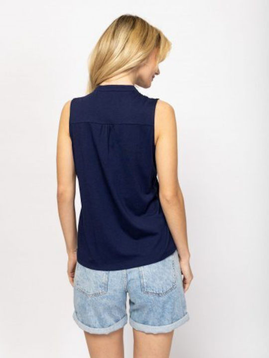 Women's Cotton Sleeveless Blouse Navy