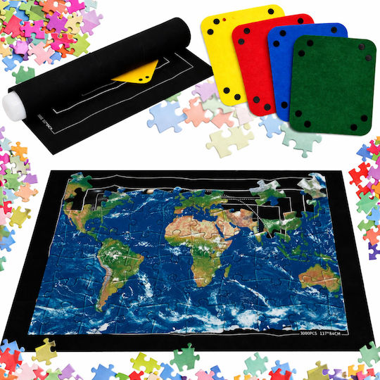 Covoraș Puzzle Zola 1500 3000 Piese Ghid Imprimat Dimensiuni 4 Recipiente de Sortare Suport Gonflabil Pompă Curele de Fixare Poliester 140 X 100 Cm