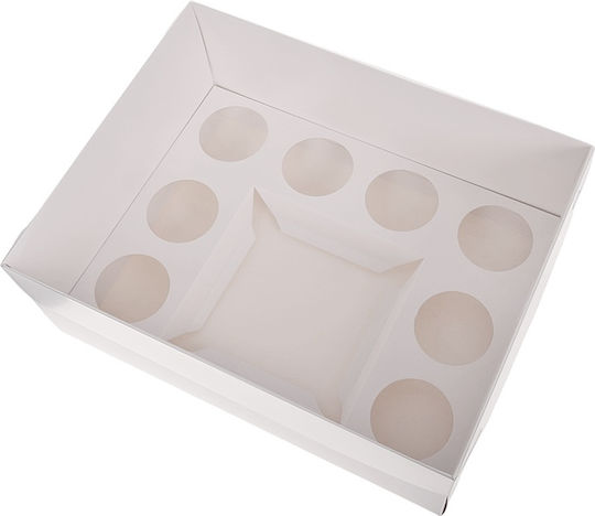 Кутия Бенто XL 33x26x13см Бяло-прозрачна Мъфини Торта
