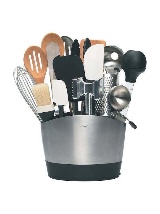 OXO Στραγγιστήρι για Μαχαιροπίρουνα Inox Ασημί 21x12x16cm