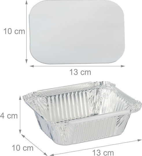 Relaxdays Set 100 Aluminium-Deckel Silber 4x10x13 cm