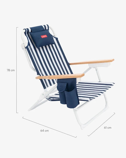 Flamingueo Beach Chair Aluminium Blue Waterproof 64x61x78cm