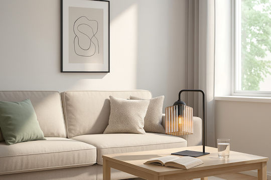 Light Home Lampă de Masă pentru Soclu E27 cu Abajur Negru și Bază