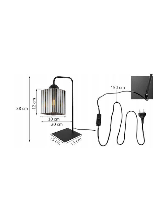Light Home Table Lamp for E27 Fitting with Black Shade and Base