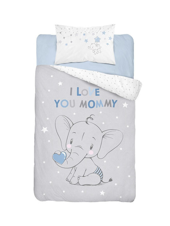 Detexpol Baby Bettbezug Set mit Kissenbezug Blau Grau 100x135cm