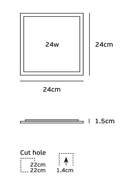 VK Lighting Vertieftes LED-Panels 24W mit Warm zu kühlem Weiß 10 Stück