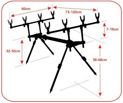 Baracuda Rx5-4 Rodpod Suport Pentru Undițe de Pescuit 4 Picioare Lungime Reglabilă Înălțime Reglabilă