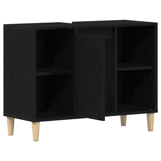 vidaXL Πάγκος με Νιπτήρα Μ80xΒ33xΥ60cm Μαύρο Δρυς