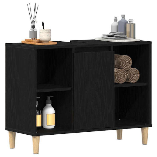 vidaXL Waschtisch mit Waschbecken L80xB33xH60cm Black Oak