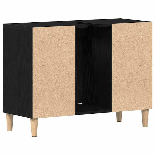 vidaXL Waschtisch mit Waschbecken L80xB33xH60cm Black Oak