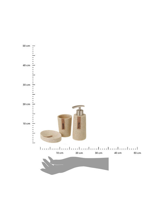 HowHomely Bathroom Accessory Set Plastic Beige 3 Pieces