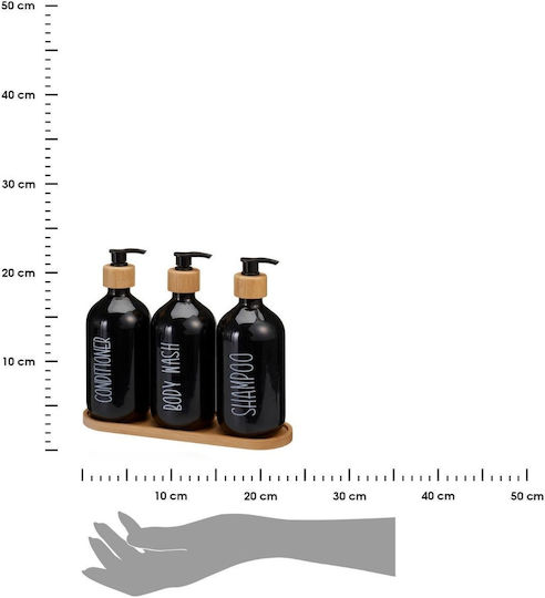 HowHomely Badezimmerzubehör-Set Bambus Schwarz 3 Stücke